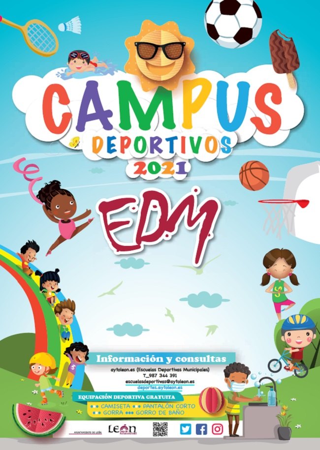 Campus Deportivos Verano 2021 para niñ@s de 6 a 17 años de la Concejalía de Deportes del Ayuntamiento de León