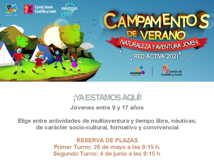 Convocatoria de Campamentos de Verano ＂Red Activa 2021＂ de la Junta de Castilla y León.