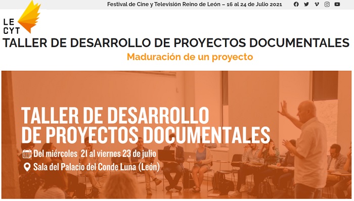 Taller de desarrollo de proyectos documentales del 21 al 23 de julio en León.