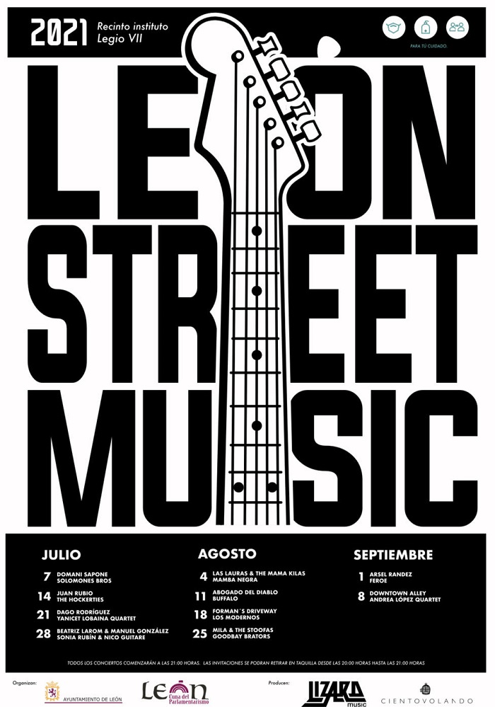 Ciclo de conciertos de grupos locales ‘León Street Music’ del 7 de julio al 8 de septiembre.