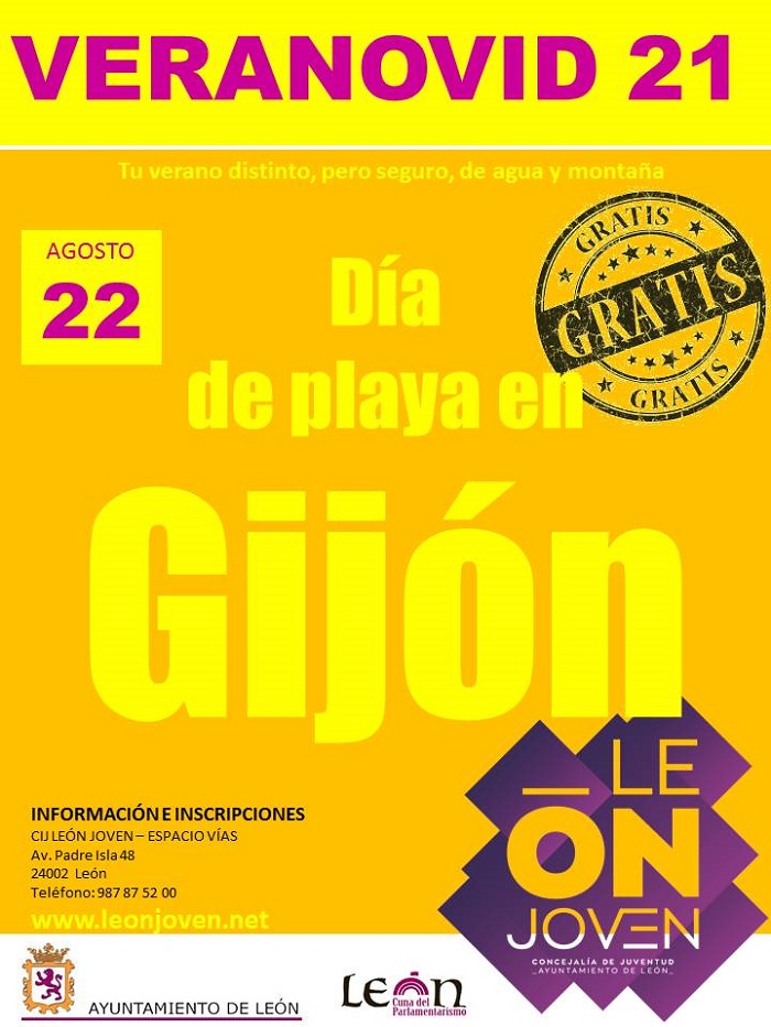 Excursión gratuita ＂Día de playa en Gijón＂ el 22 de agosto con la Concejalía de Juventud