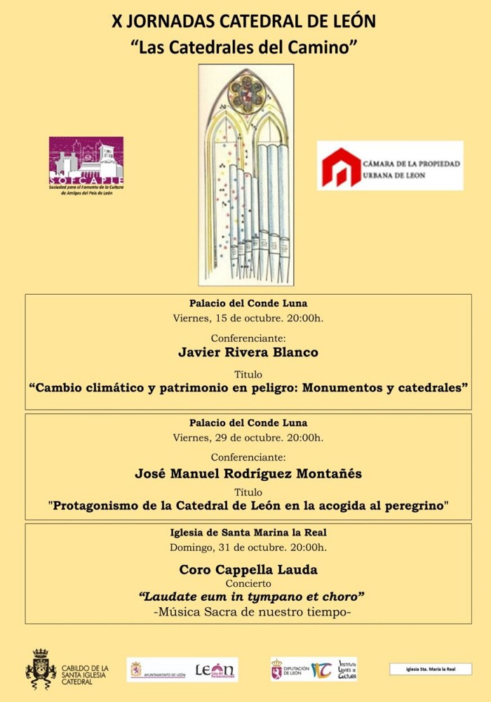 Conferencia sobre el cambio climático y la Catedral de León, en palacio Conde Luna, viernes 15 de octubre; 20 h