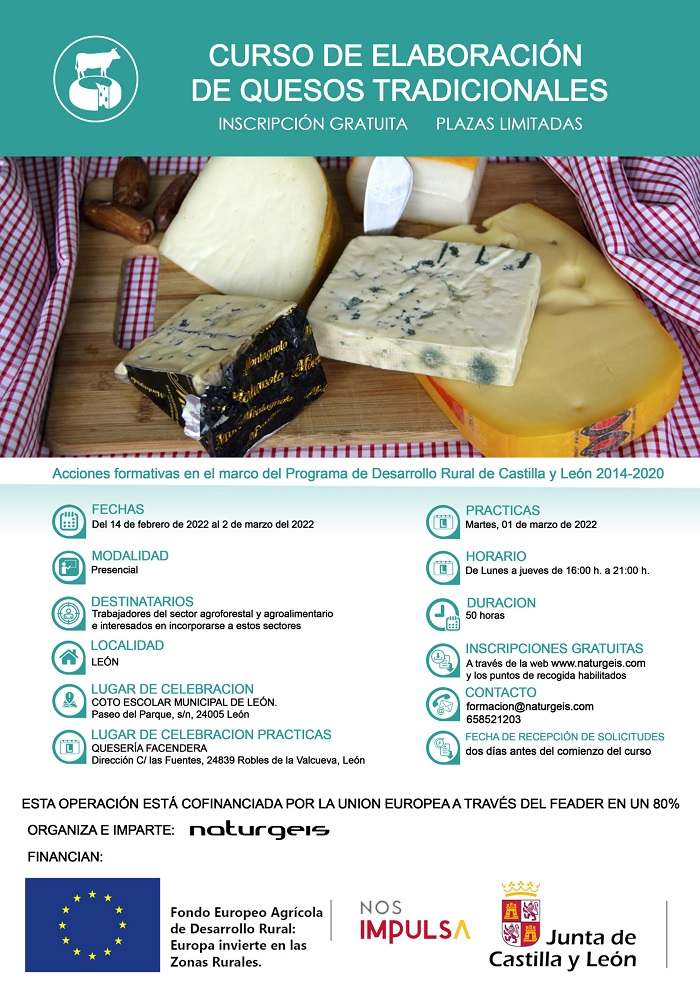 Curso gratuito de elaboración de quesos tradicionales del 14 de febrero al 2 de marzo