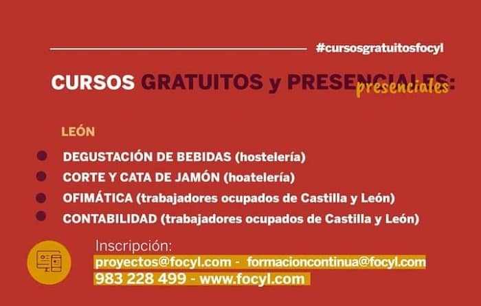 Cursos gratuitos y presenciales en León en febrero del FOCYL