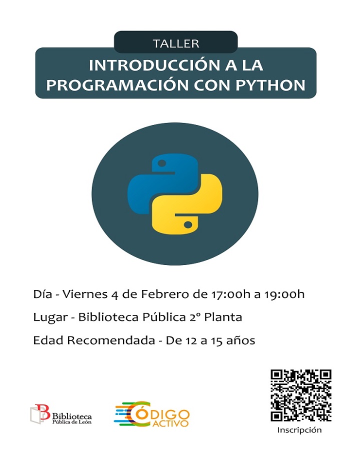 Curso de programación con Python. En la Biblioteca Pública, viernes 4 febrero