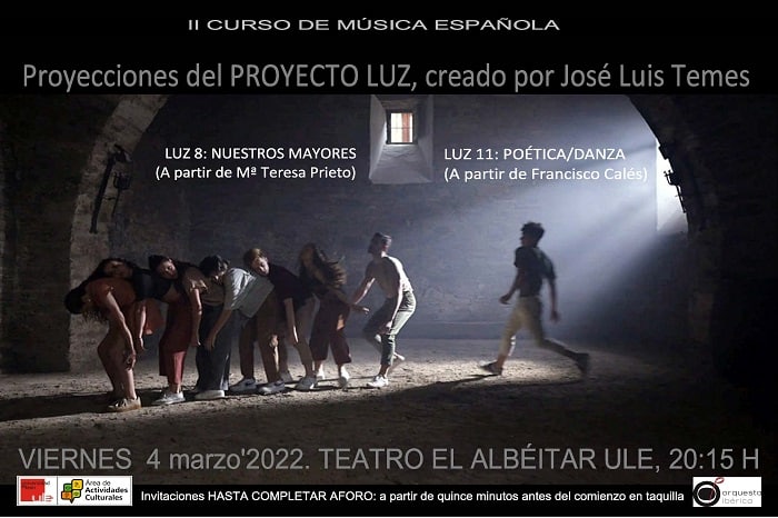 Audiovisual Proyecto Luz de José Luis Temes. En el Albéitar, viernes 4 marzo; 20,15 h