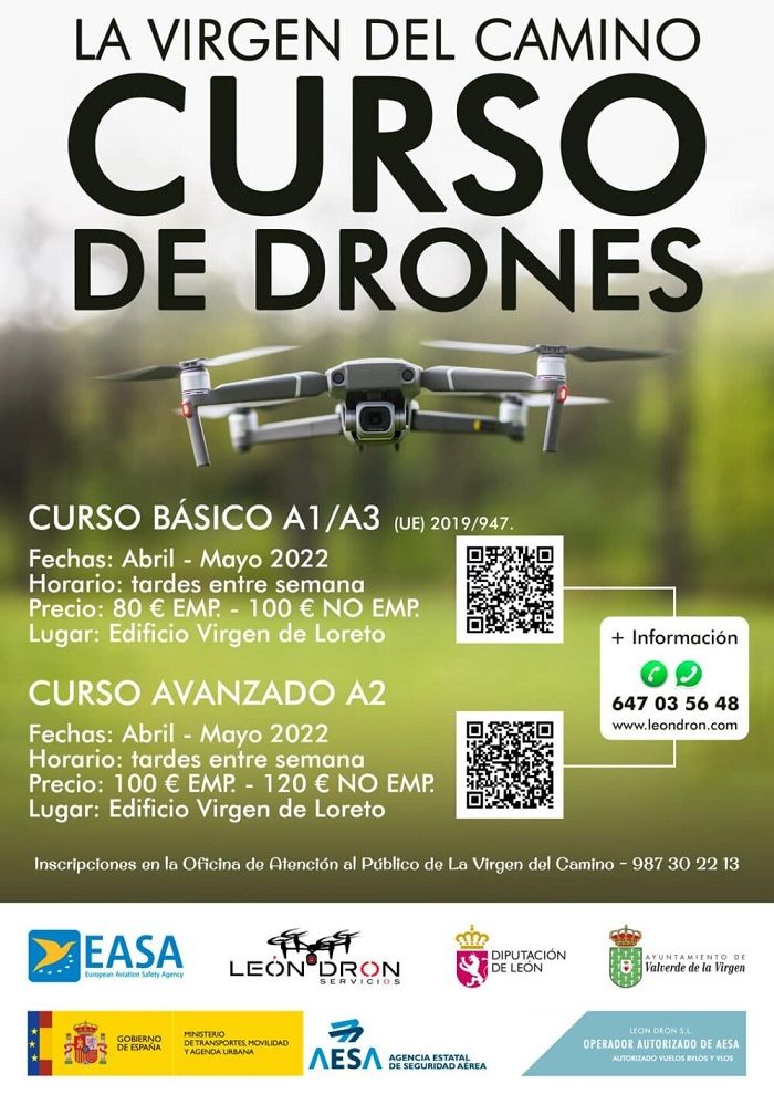Curso de Drones Básico y Avanzado en La Virgen del Camino en abril y mayo. 