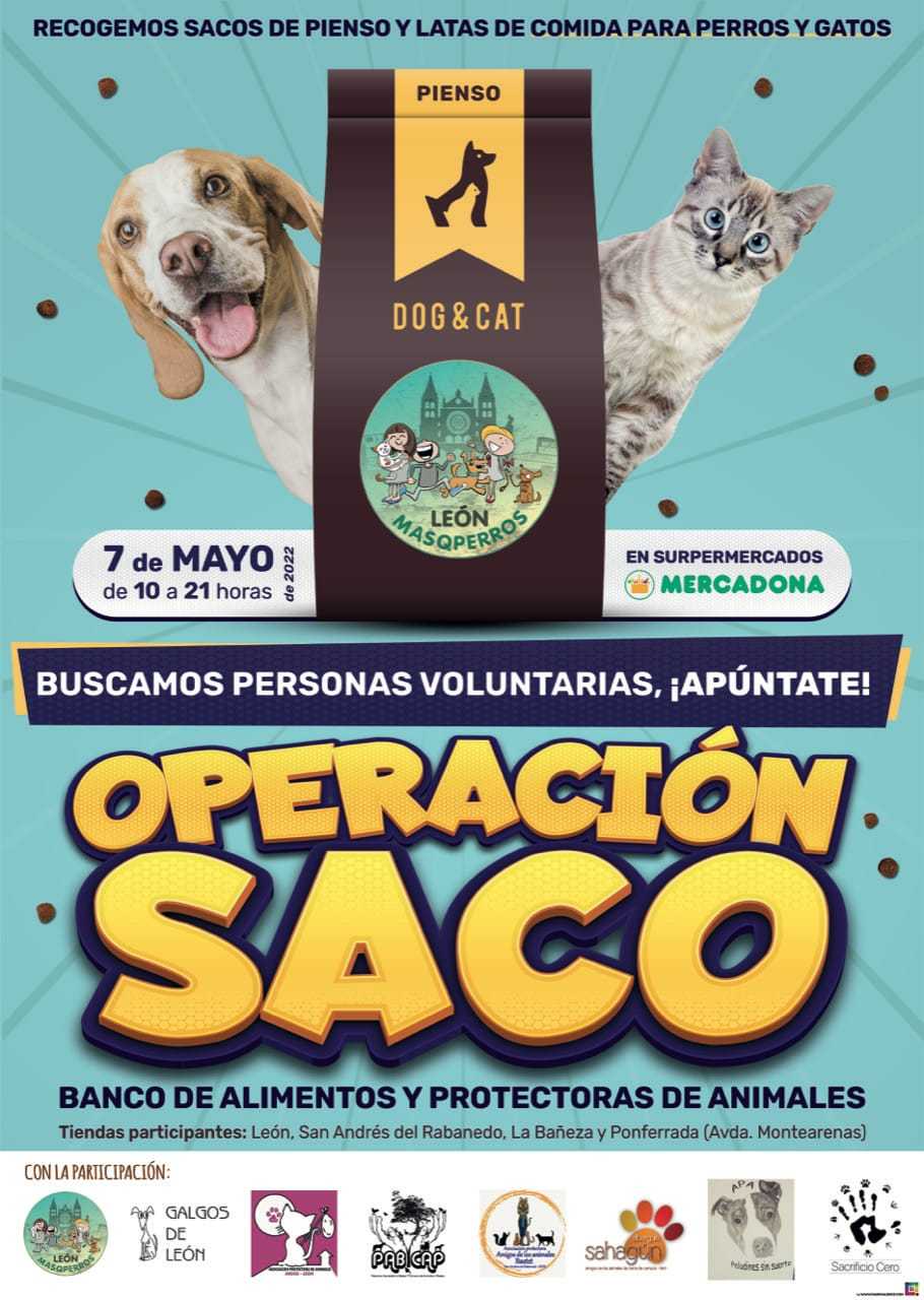Se necesitan voluntarios para la operación saco (recogida alimento perros y gatos) para el 7 de mayo