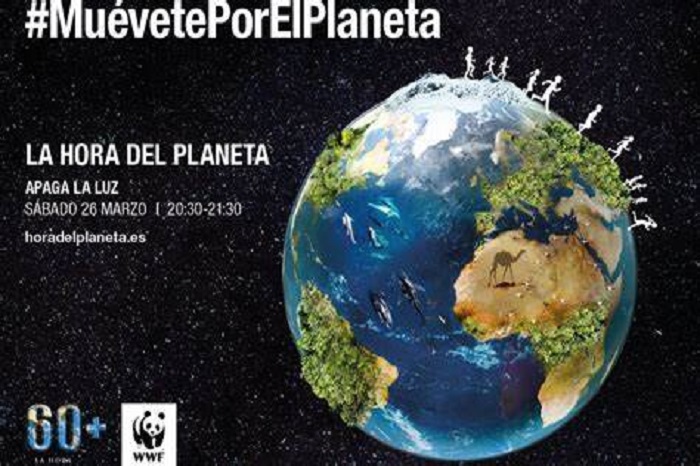 #MuévetePorElPlaneta lema de la Hora del Planeta, sábado 26 marzo de 20,30 a 21, 30 h