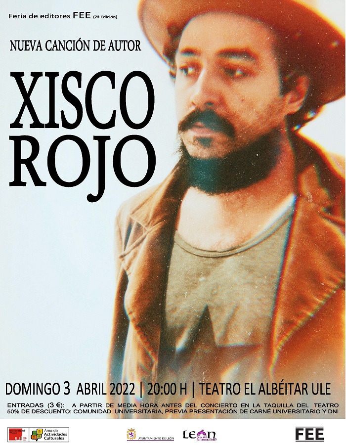 Xisco Rojo, concierto en el Albéitar, domingo 3 abril; 20 h