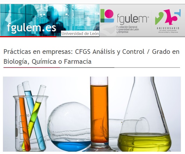 Prácticas en empresas en León para titulados en CFGS Análisis y Control / Grado en Biología, Química o Farmacia