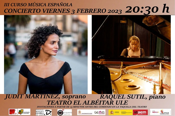 Concierto de la soprano Judit Martínez y al piano Raquel Sutil. En el Albéitar, viernes 3 febrero; 20,30 h