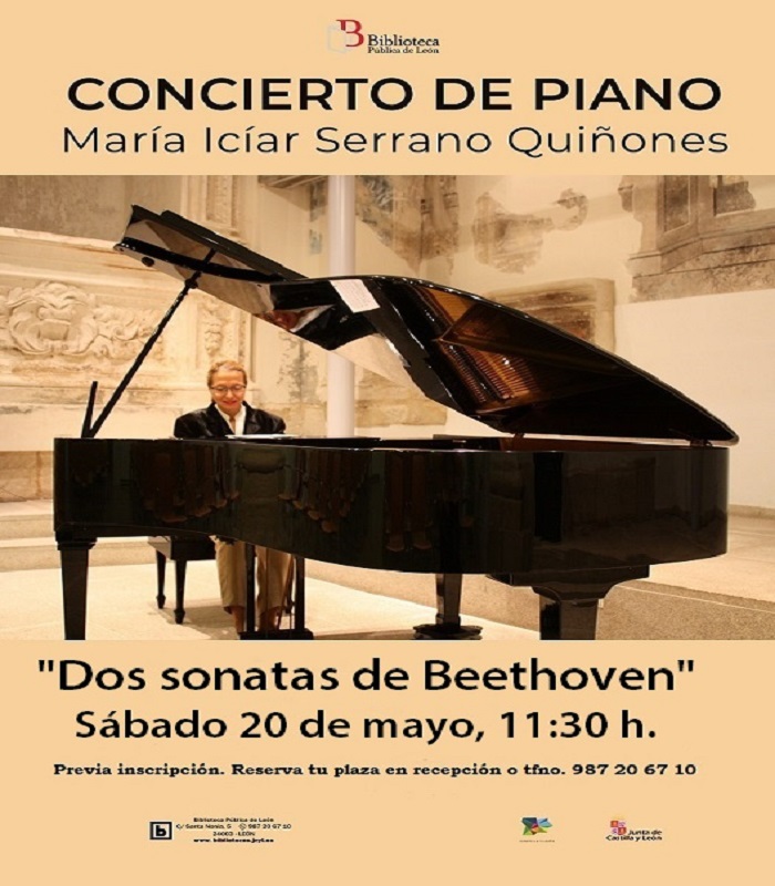 Concierto de piano en la Biblioteca Pública, sábado 20 mayo; 11,30 h