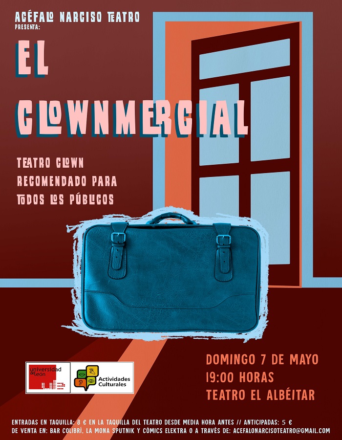 Teatro: ＂El clownmercial＂, en el Albéitar, domingo 7 mayo; 19 h