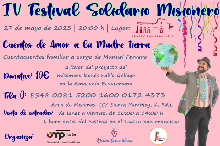 Festival Solidario Misionero, en teatro San Francisco, sábado 27 mayo; 20 h