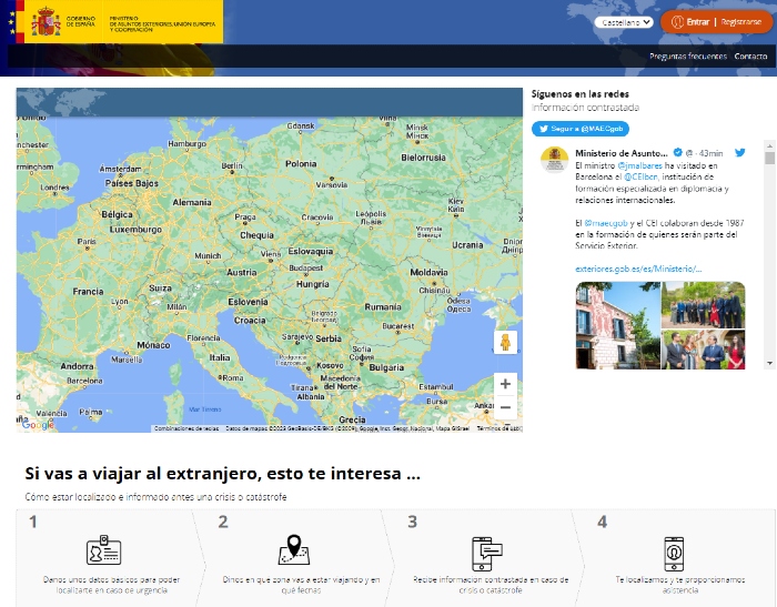 Registro de Viajeros del Ministerio de Exteriores, Unión Europea y Cooperación