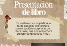 Clara Baza presenta su libro: «Entre latidos fríos» en librería Aída, viernes 20 febrero; 18,30 h