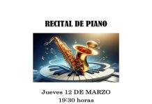 Recital de piano en el Albéitar, jueves 12 marzo; 19,30 h