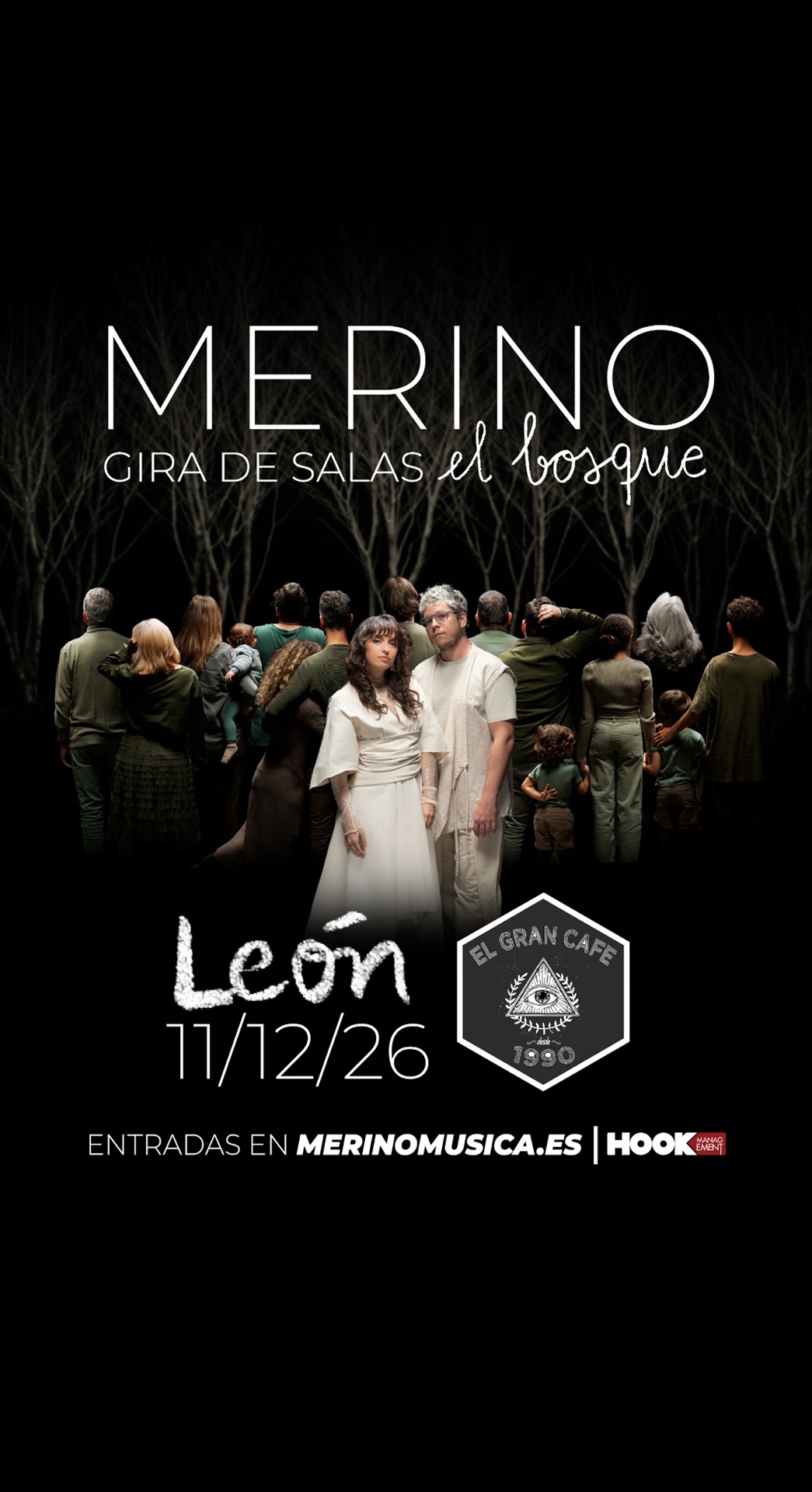 Screenshot cartel del concierto de merino en el gran café de león