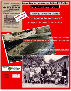 Proyección y conferencia sobre la Selección Euzkadi de Fútbol en la Guerra Civil @ Salas de exposiciones del Ateneo Cultural el Albéitar